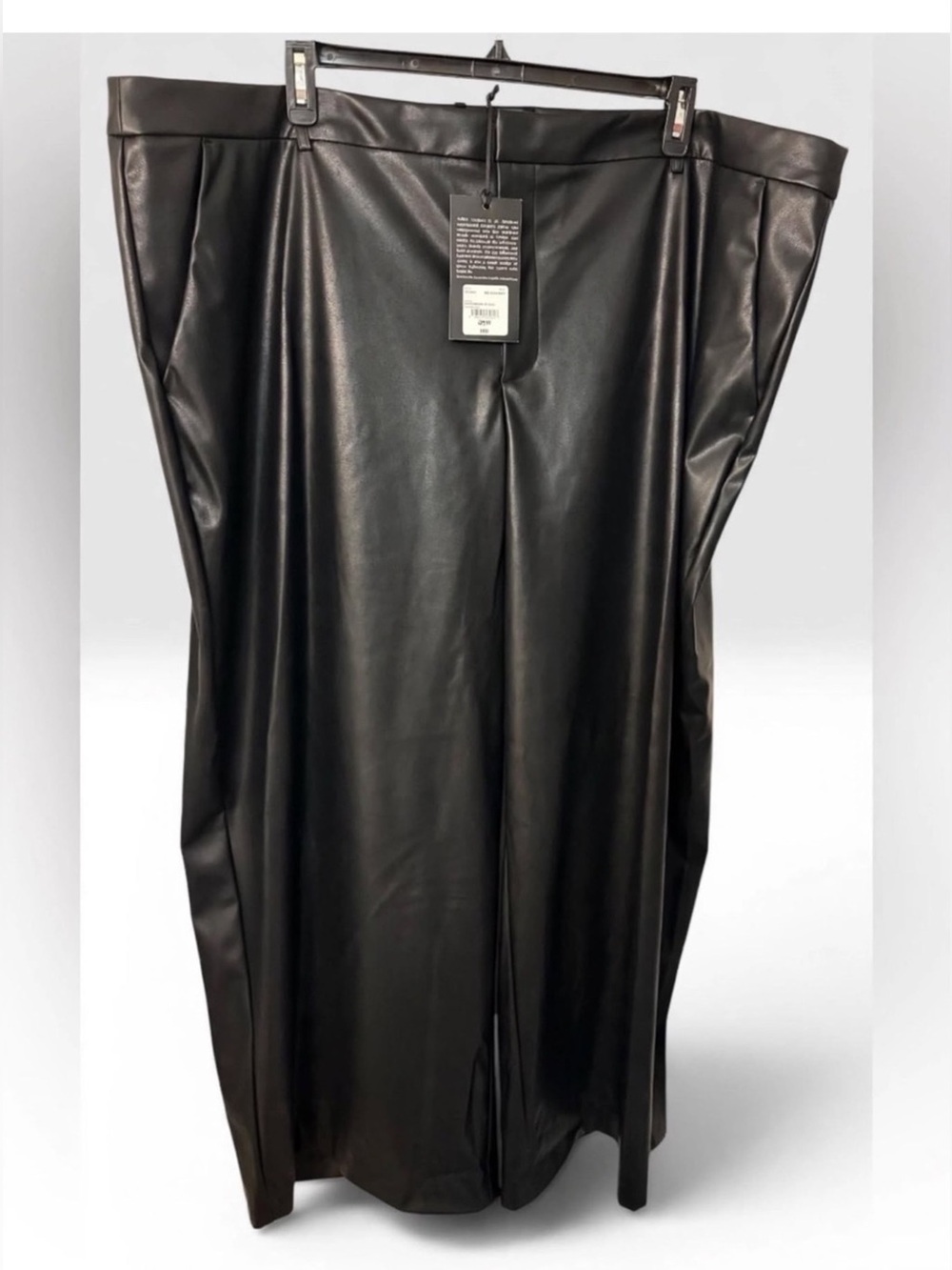 Ashley Graham Plus Size Black Straight Faux Leather Trousers Sizes 30